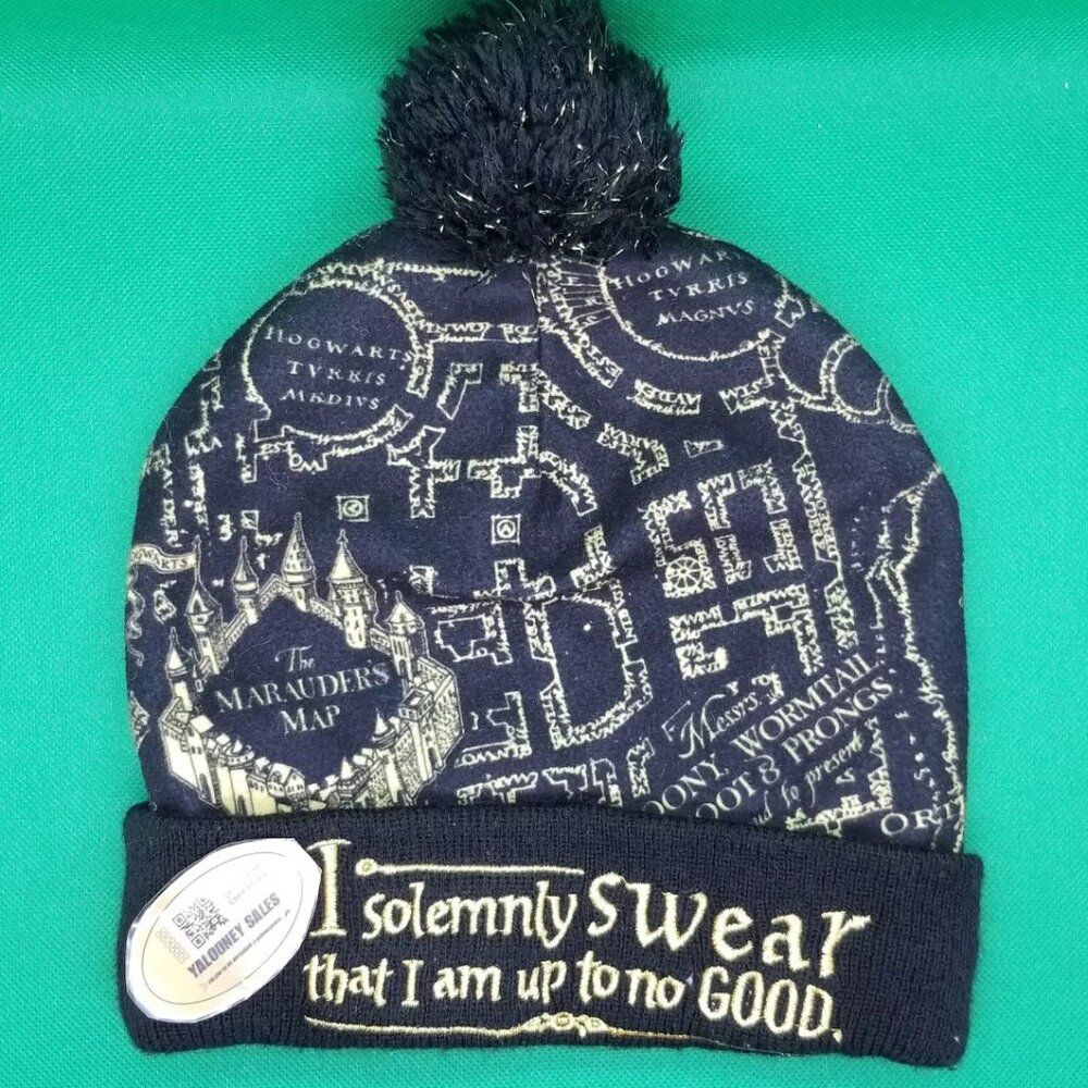 "I Solemnly SWEAR that I am up to no GOOD." Harry Potter Beanie Marauder's Map